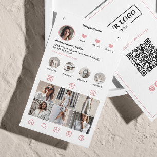 Instagram Scan om QR code roze aan te sluiten Visitekaartje