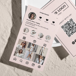Instagram Scan om QR-code te verbinden Blush Pink Visitekaartje