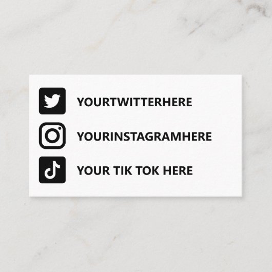Instagram Tik Tok Twitter Visitekaartje (Voorkant)