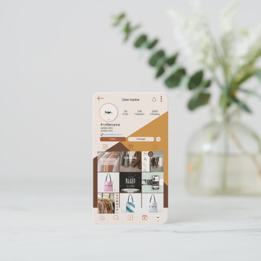 Instagram Visitekaartje QR Code Boho Visitekaartje (Staand voorkant)