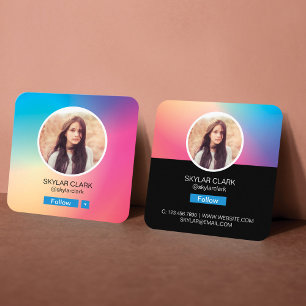 Instagram Volg Mij Sociaal Foto Kleurrijke Gradiën Vierkante Visitekaartje