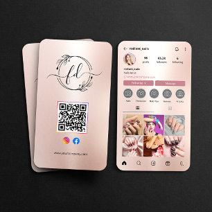 Instagramprofiel Nagelstylist Rose Gold QR-code Visitekaartje