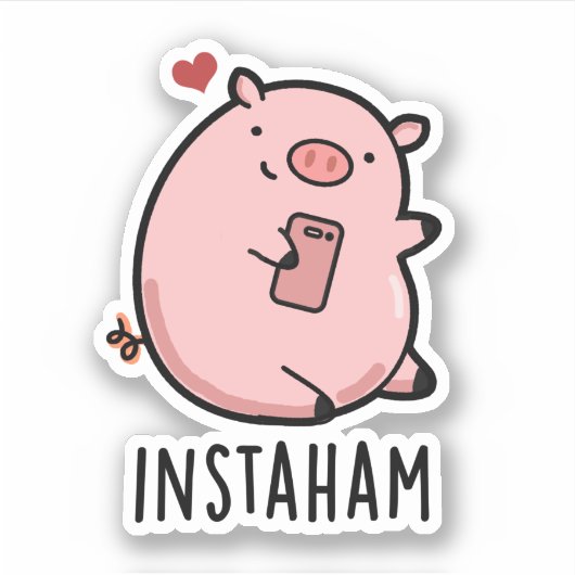Instaham Grappige Sociale Media Varken Pun Sticker (Voorkant)