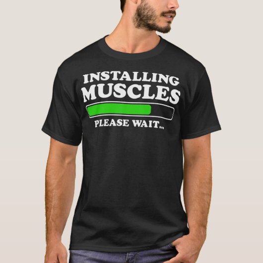 Installatie Muscles Loading Please Wait Men Funny T-shirt (Voorkant)
