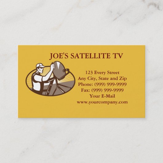 Installatie van satellietkabeltelevisie visitekaartje (Voorkant)