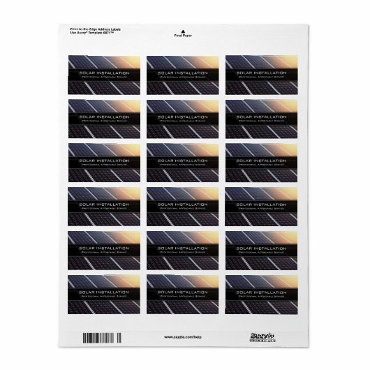 Installatie van Solar Panel - Business Promo Stick Etiket (Full Sheet)