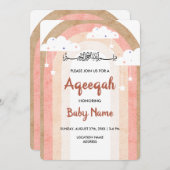 Instant Boho Regenboog Aqeeqah Aqiqah Uitnodigings Kaart (Voorkant / Achterkant)