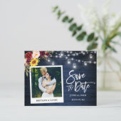 Instant Camera Bloemenpotten Blauw Hout De datum o Briefkaart (Staand voorkant)