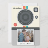 Instant Camera Couple Photo Date Location Unieke Save The Date (Voorkant)