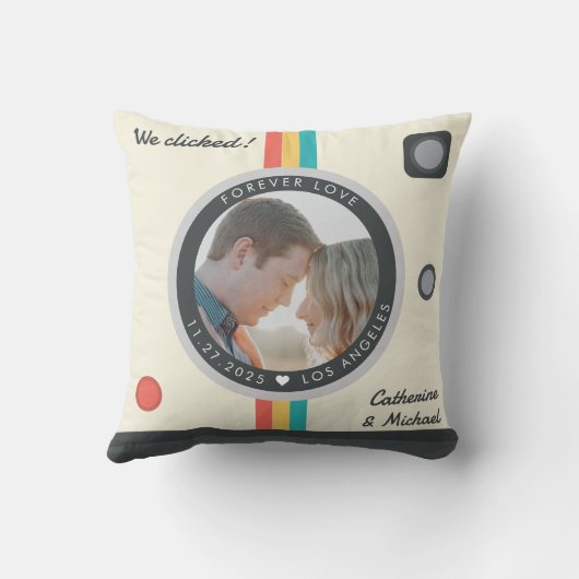 Instant Camera Couple Photo Unique Jubileum Kussen (Achterkant)