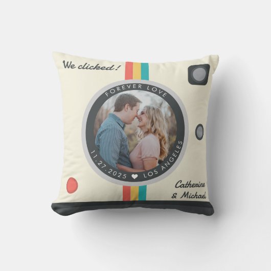 Instant Camera Couple Photo Unique Jubileum Kussen (Voorkant)