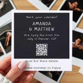 Instant Camera Foto QR Code Retro Bruiloft Save The Date