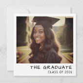 Instant Camera Photo Retro Graduation Aankondiging (Voorkant)