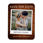 Instant Camera Style Photo Wood Save the Date Magneet (Verticaal)