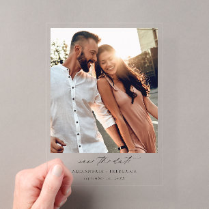 Instant Foto - Lange Witte Chic Save the Date Acryl Uitnodigingen