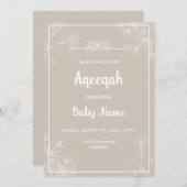 Instant Modern Floral Aqeqah uitnodiging (Voorkant / Achterkant)