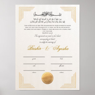 Instant Modern Goud Nikkah huwelijksakte Poster