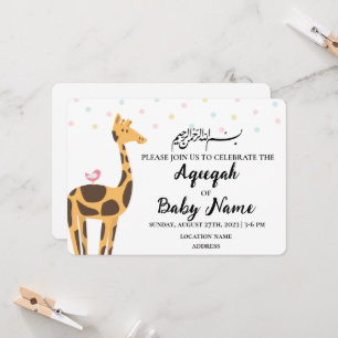 Instant Modern Neutral Aqeeqah Invitation Kaart