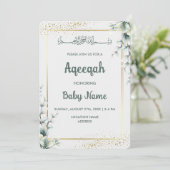 Instant Moderne Bloem Goud Aqeeqah Aqiqah Kaart (Staand voorkant)