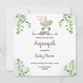 Instant Moderne Chic Aqeeqah Aqiqah Uitnodigingska Kaart