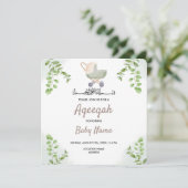 Instant Moderne Chic Aqeeqah Aqiqah Uitnodigingska Kaart (Staand voorkant)