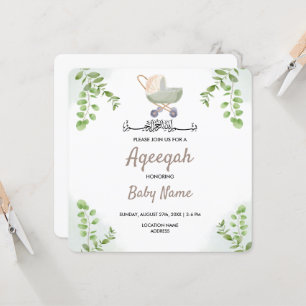 Instant Moderne Chic Aqeeqah Aqiqah Uitnodigingska Kaart