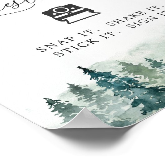 Instant Photo Guestbook Sign Forest Pine Trees Poster (Hoek)