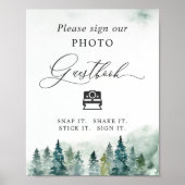 Instant Photo Guestbook Sign Forest Pine Trees Poster (Voorkant)