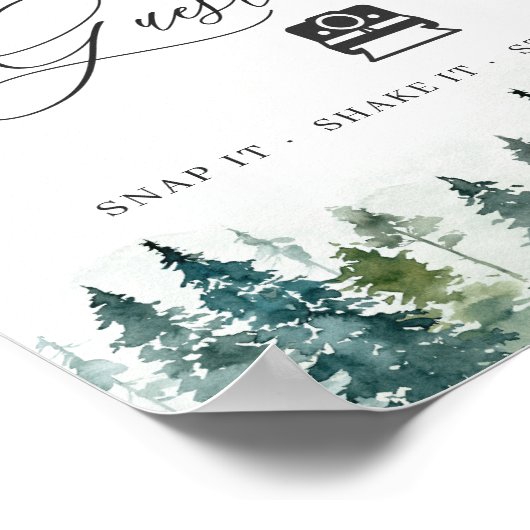 Instant Photo Guestbook Sign Winter Pine Trees Poster (Hoek)