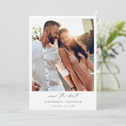 Instant Photo - Lang Wit Chic Sla de datum op Kaart (Staand voorkant)