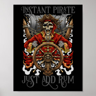 Instant Pirate Voeg Rum Halloween Cruise Pirat Poster