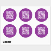 Instant QR-code met uw website-URL | Paars Ronde Sticker (Vel)