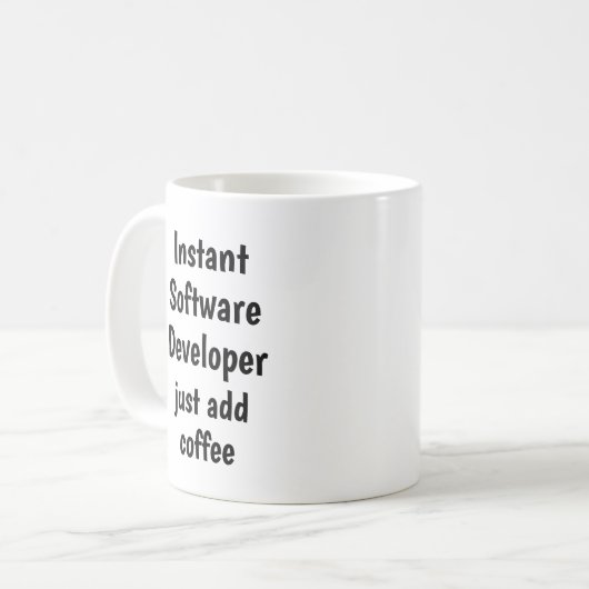 Instant Software Developer Add Coffee Fun Quote Koffiemok (Voorkant links)