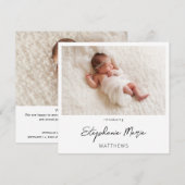 Instant Two Photo Birth Announcement 3 Kaart (Voorkant / Achterkant)