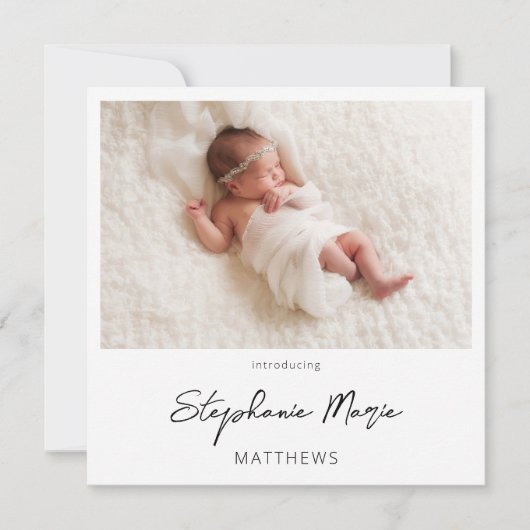 Instant Two Photo Birth Announcement 3 Kaart (Voorkant)