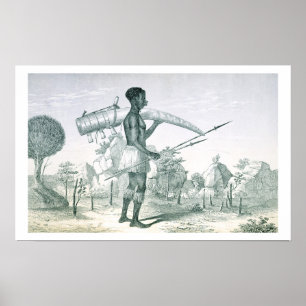 Instantie met een versierd ivoorolifantenslagtand, poster