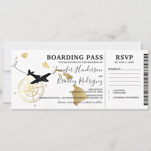 Instapass Bestemming Hawaiaanse Bruiloft Kaart (Voorkant)