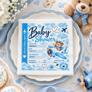 Instapass teddybeer vliegtuig voor jongens baby sh servet