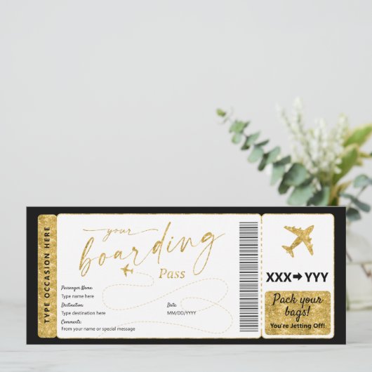 Instapass Verrassings Neppe Vliegticket Kaart (Staand voorkant)