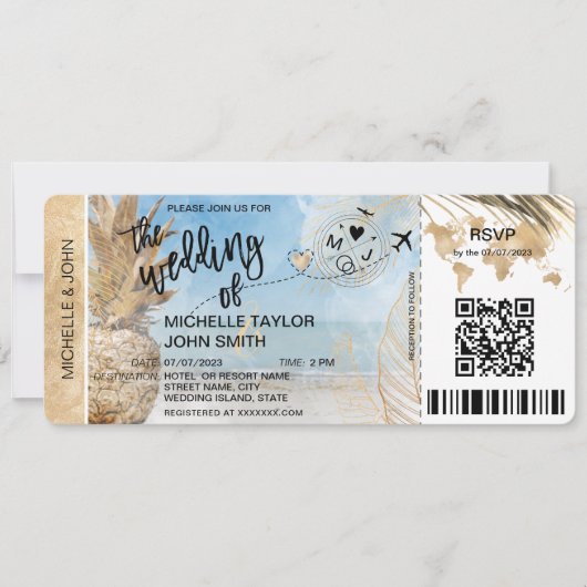 Instapass Wereldkaart Eiland Strand RSVP QR-code  Kaart (Voorkant)