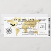 Instapassagier Boarding Pass Wereldkaart Save The Date (Voorkant)