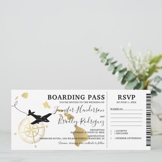 Instapkaart Bestemming Hawaiaanse Bruiloft Kaart (Staand voorkant)