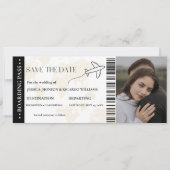 Instapkaart monogram bewaar de datum ticket save the date (Voorkant)