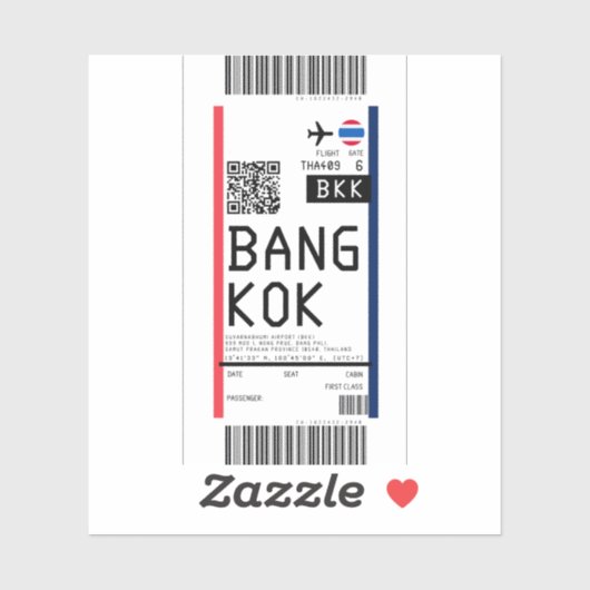 Instapkaart naar Bangkok (BKK) Sticker (Vel)