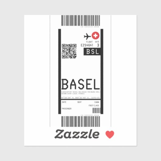 Instapkaart naar Bazel (BSL) Sticker (Vel)