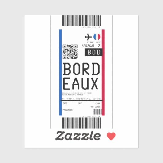 Instapkaart naar Bordeaux (BOD) Sticker (Vel)