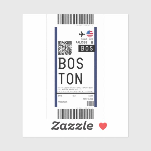 Instapkaart naar Boston (BOS) Sticker (Vel)