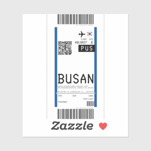 Instapkaart naar Busan (PUS) Sticker (Vel)