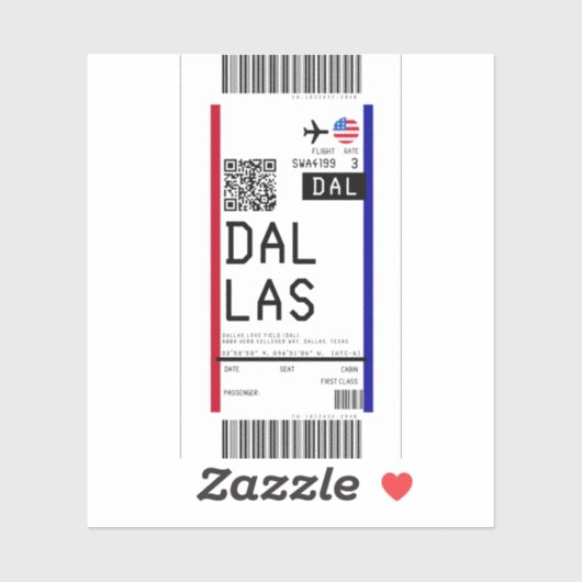 Instapkaart naar Dallas (DAL) Sticker (Vel)