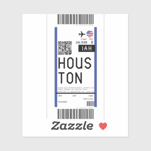 Instapkaart naar Houston (IAH) Sticker (Vel)